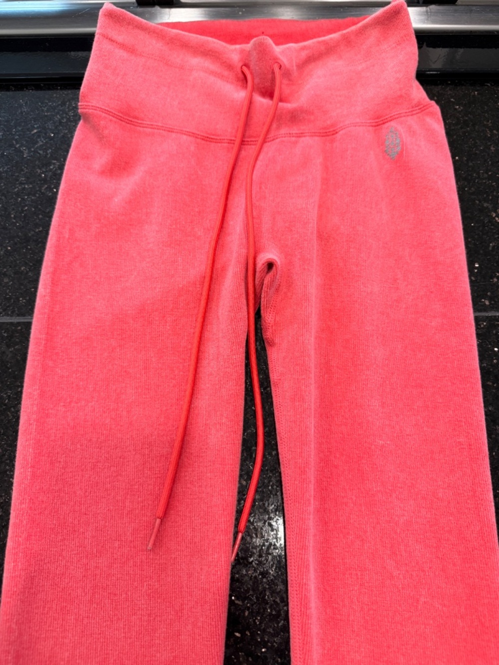Free People Movement Go To Leggings Coral Orange Textured Drawstring Size XS/S - Picture 5 of 6
